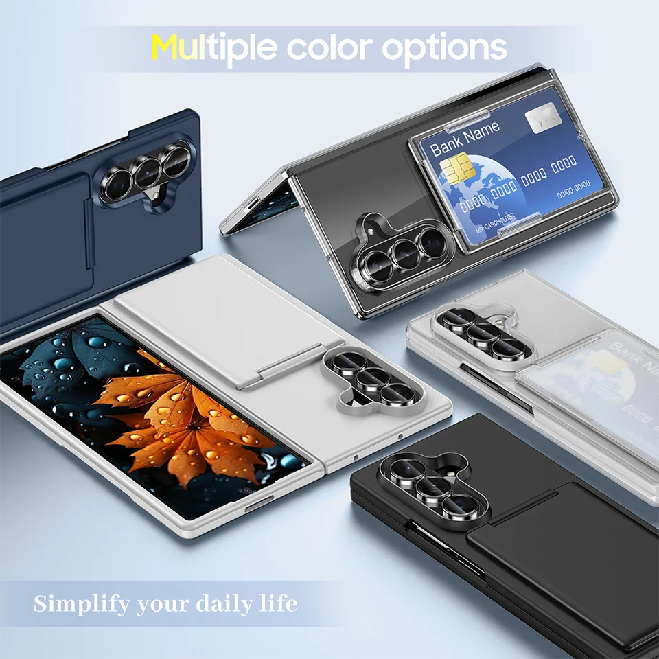Funda ultra delgada mate para Samsung Galaxy Z Fold 8 Ultra 7 6 5 con ranura para tarjeta de identificación y banco, cubierta dura de PC 3