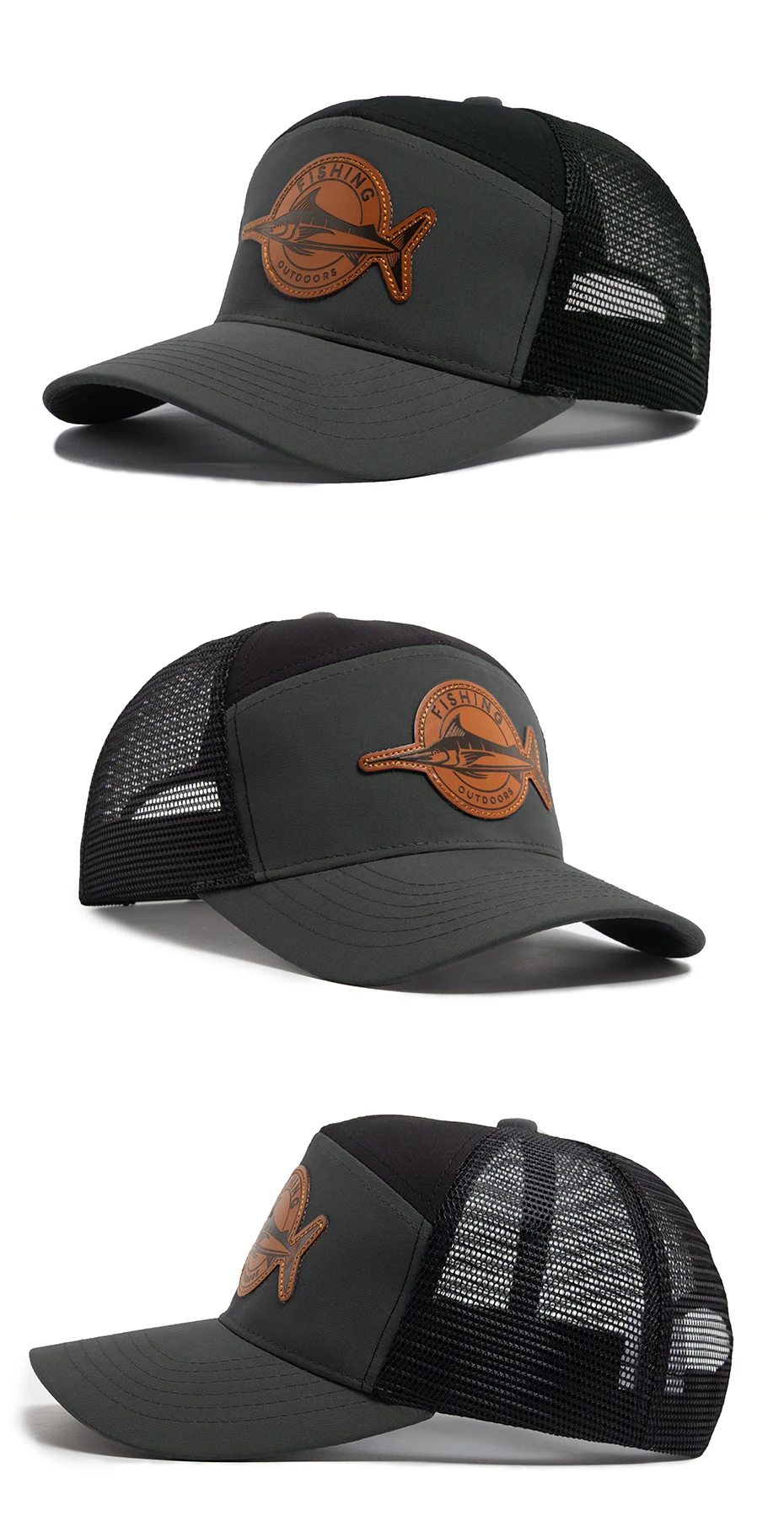 Shark Leather Label Herren-Baseballkappe, lässig, 7-teilig, Trucker-Mütze, modisch, Hip-Hop, Mesh-Kappen, Sommer, Damen, Visierhüte, Unisex – Detail 6