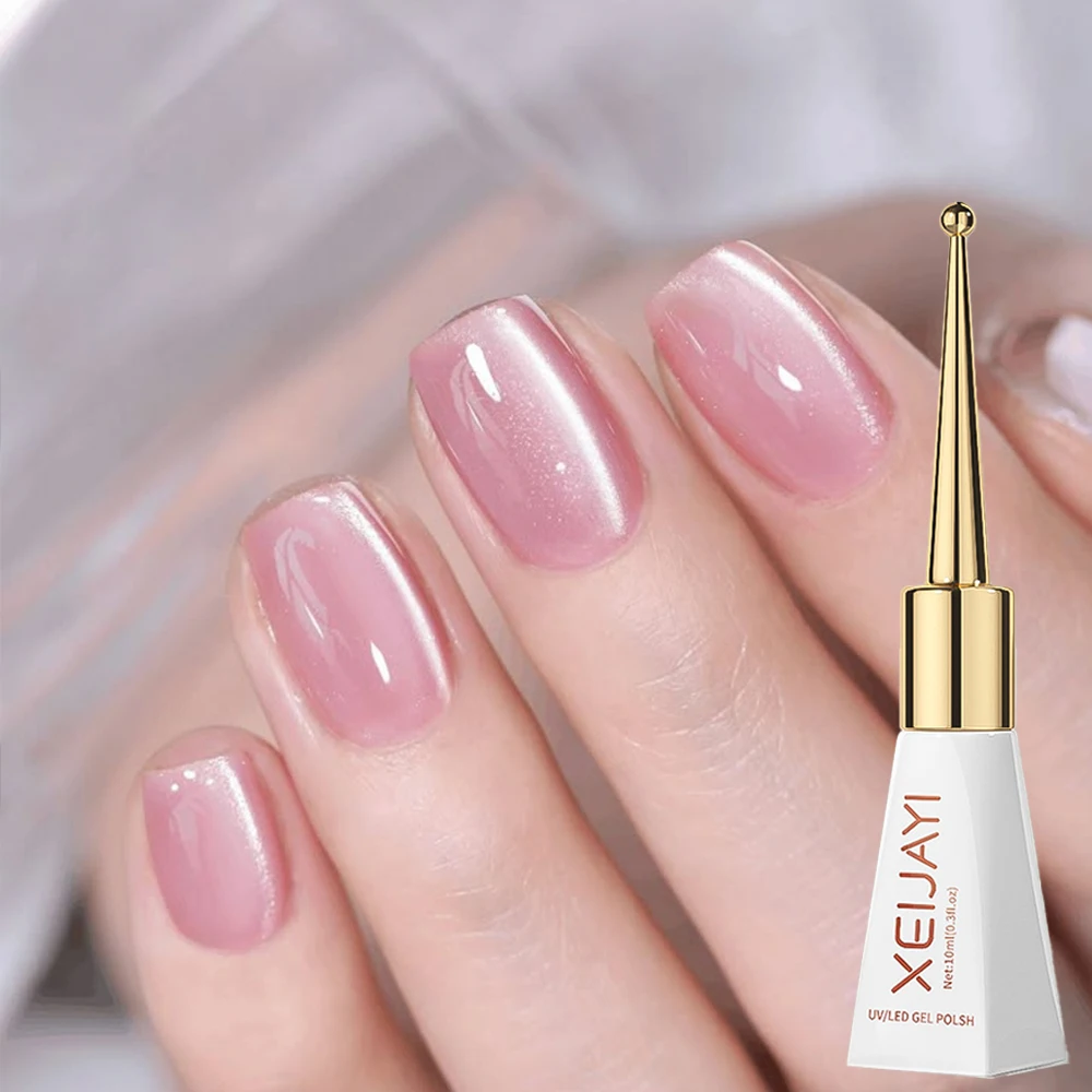 

XEIJAYI 10ml Pink Cat Eye Magnetic Gel Nail Polish Glass Bead French SemiPermanent Cat’ Eye Gel Soak Off UV Gel Nail Art Varnish