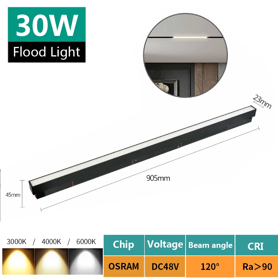 Tuya Zigbee-トラック照明システム用の調整可能な磁気フラッドライト,12W, 24W, 30W, 0-10v