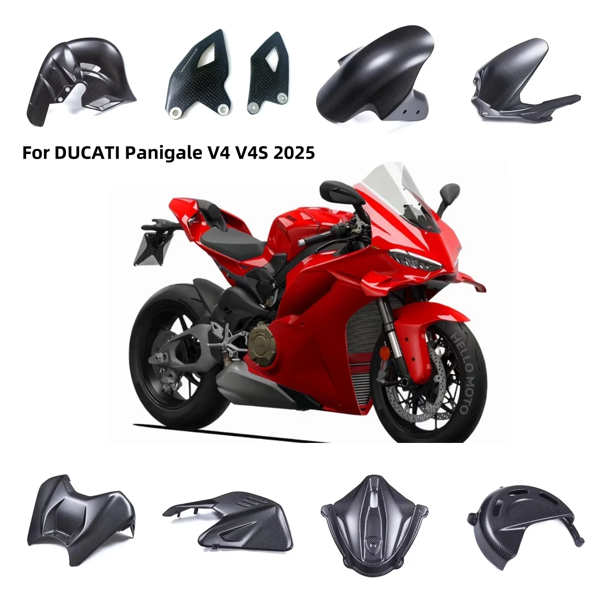 

Для DUCATI Panigale V4 V4S 2025 комплект обтекателя из углеродного волокна, чехлы на раму кузова мотоцикла, аксессуары для улучшенного катания