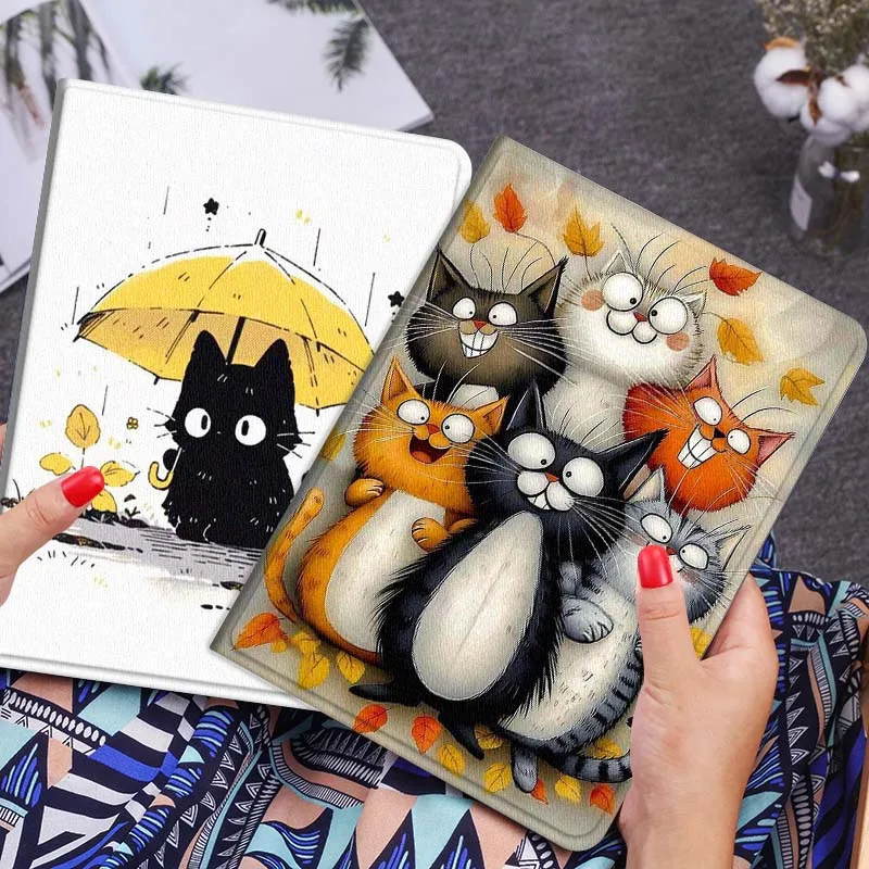 

Cute Cats Autumn Leaves For Xiaomi Mi Pad Mini 4 5 6 7 SE Pro Plus Redmi Pad 2 SE 2025 8.8 11 Foldable Tablet Case Gift