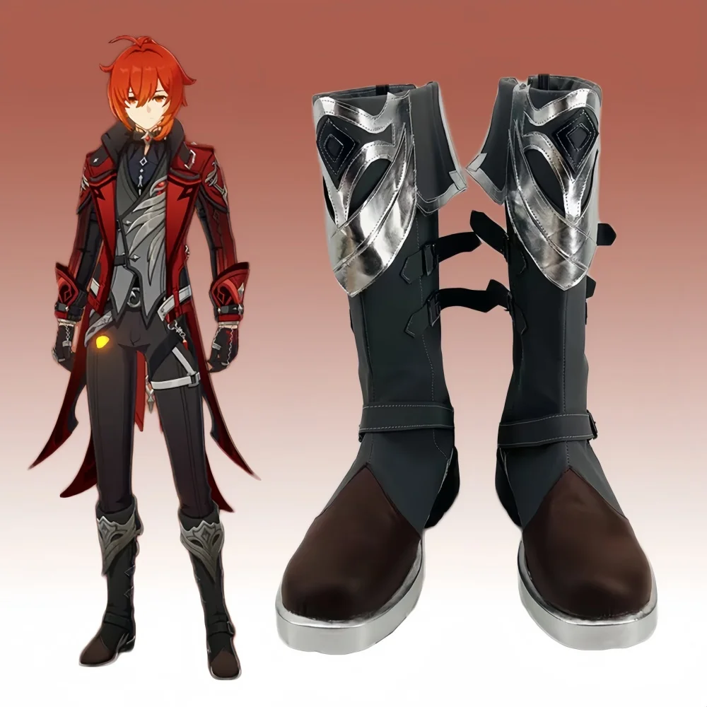 GenshinImpact zapatos de Cosplay Diluc, botas hechas a medida, Carnaval, Halloween, hombres y mujeres