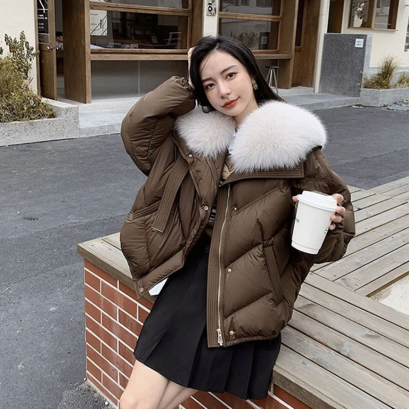 

Winter White Duck Down Short Down Jacket for Women Large Collar Warm and Fashionable Small Fragrant Jacket Winter Clothes Women