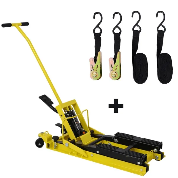 Hydraulic Motorcycle Lift Jack, 1500 LBS Capacity ATV Scissor Lift Jack, Portable Motorcycle Lift Table with 4 Wheels