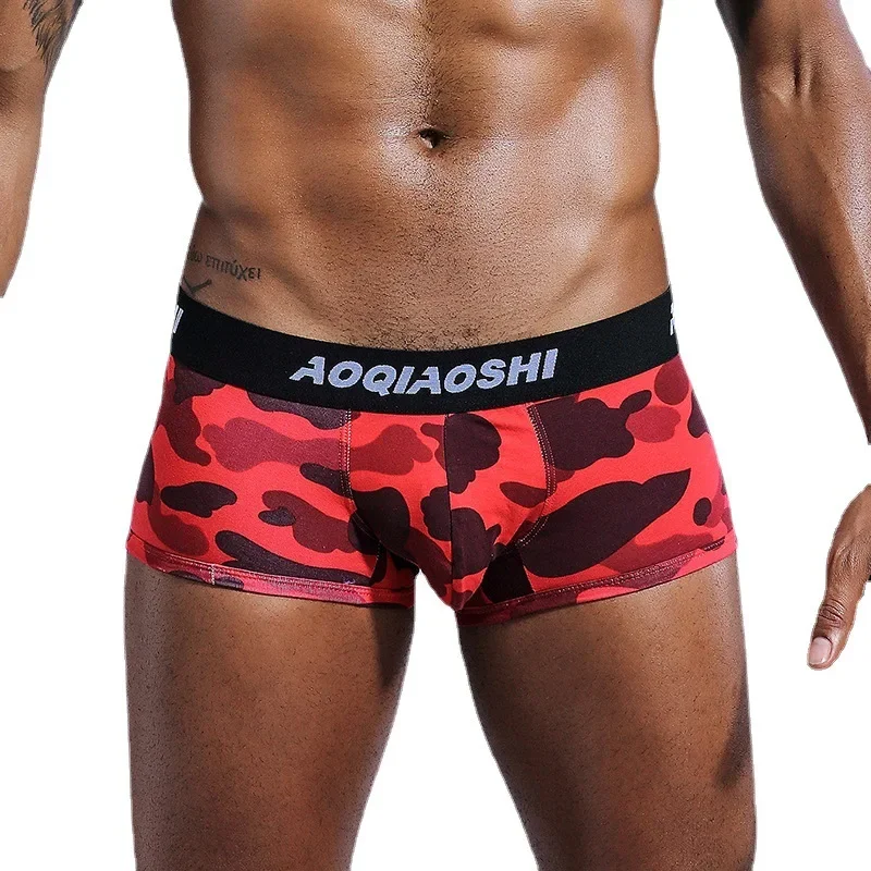 CamSolomon-Boxer en Coton pour Homme, Sous-Vêtements à la Mode, Imprimé Double U Convexe, Grandes Poudres, Sexy, Taille Basse, Nouvelle Collection