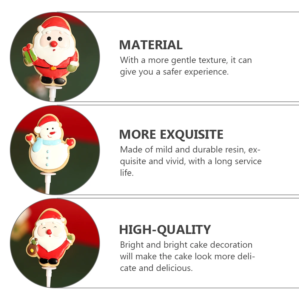 

4 Pcs Christmas Cake Add-ons Party Supplies Decoration Plaque Decorating Toppers Elk