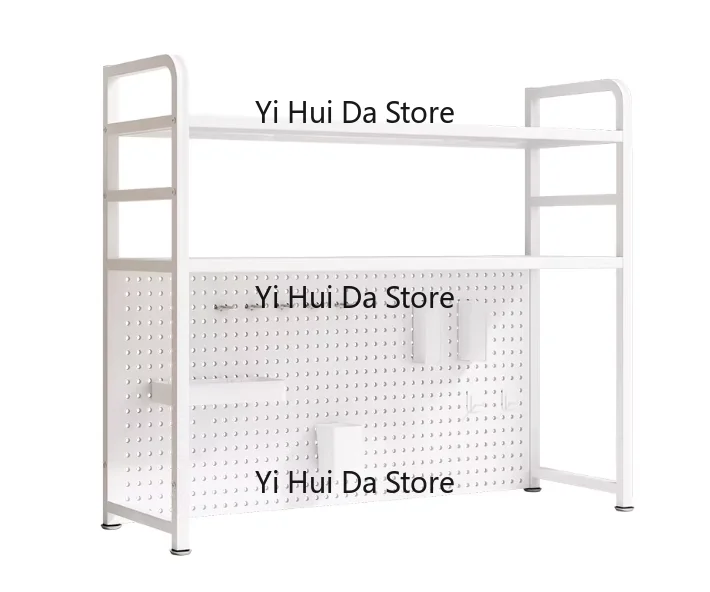 Hole plate desktop shelf, bookshelf storage, multi-layer wrought iron shelf, student desk, computer desk storage artifact