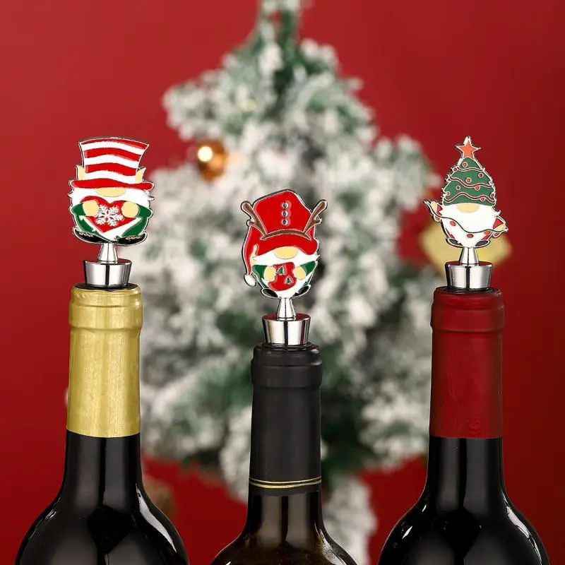Zinc Alloy Christmas Series Snowman Shape Wine Stopper: Fresh Keeping Champagne Bar Party Accessories