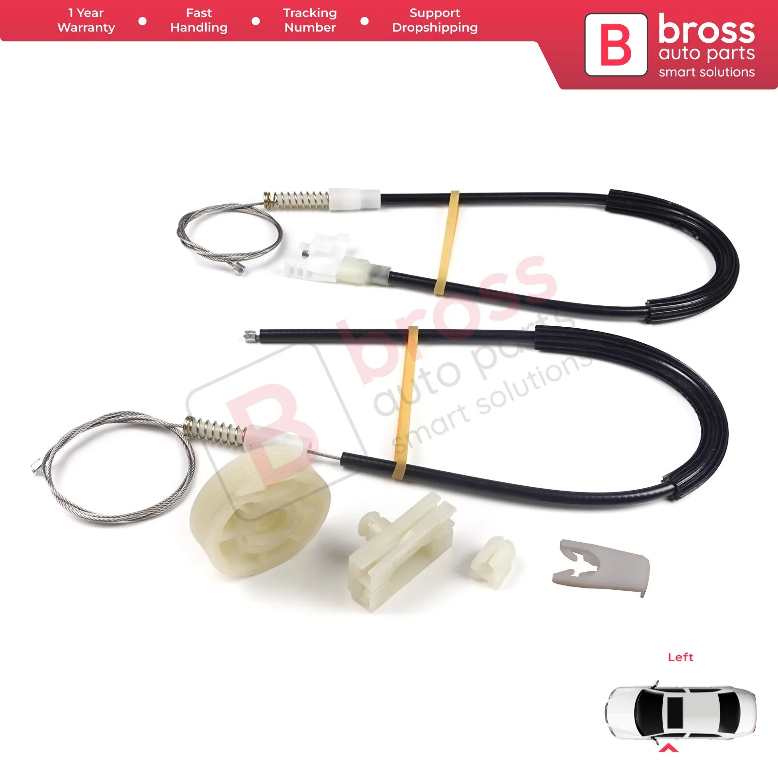 Bross Auto Teile BWR298 Elektrische Power Fensterheber Reparatur Kit Links Tür für Renault Megane 1 Coupe 1996-2003 top Shop