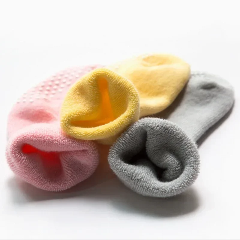 1 pair Cotton Baby Socks Autumn Winter Warm Thicken Warm Newborn Boy Girl Floor Socks Baby Non-slip Solid Color Breathable Socks