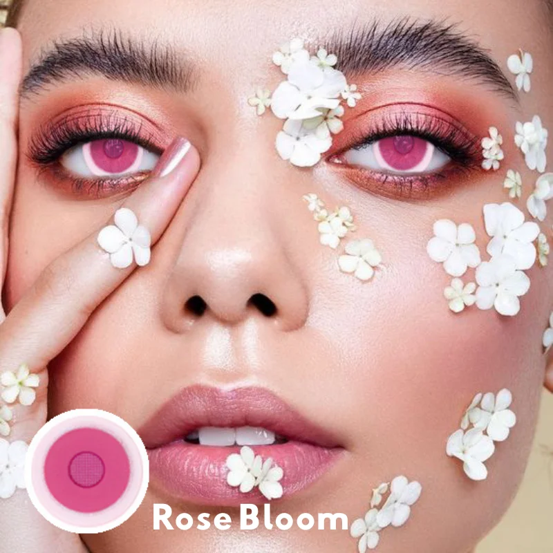 UYAAI Pink Colored Contact Lens For Eyes 1Pair Beauty Pupil Halloween Cosplay Lenses Dark Large Cover 14.5mm Yearly