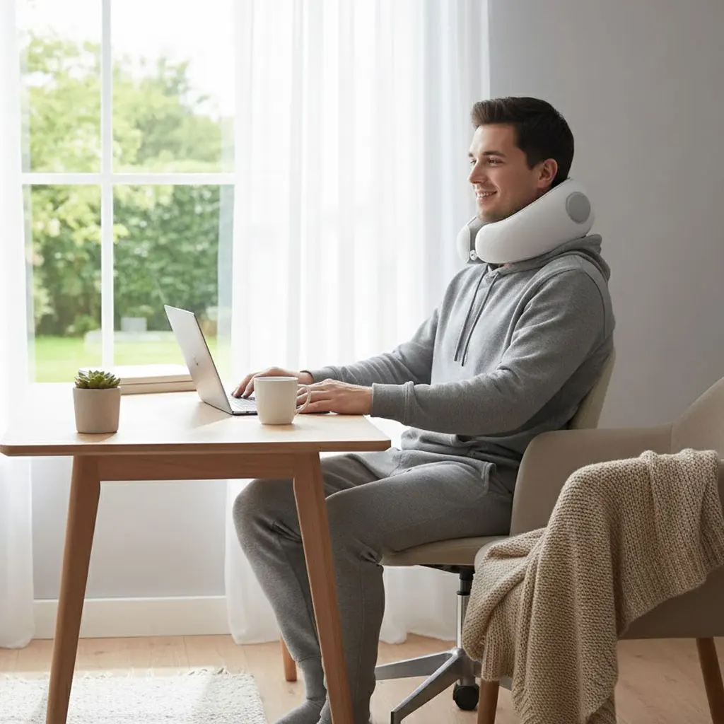 

Ergonomic Memory Foam Travel Pillow | U-Shaped Neck Support & Cervical Relief | Compressible Head Rest for Airplane & Office