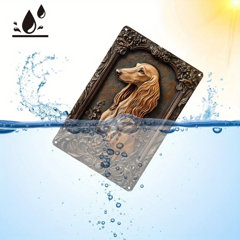 Retro Salukis Dog metalen wandbord - roestvrij aluminium decor voor huis, tuin, studio - eenvoudig op te hangen 8x12 inch