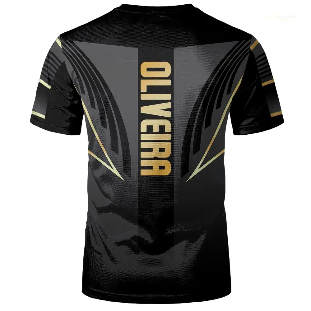 الصيف الذهب الأسود Ufc القتال الملاكمة المتطرفة الرياضة المتضخم OLIVEIRA تي شيرت رياضي للجنسين ملابس تدريب التجفيف السريع