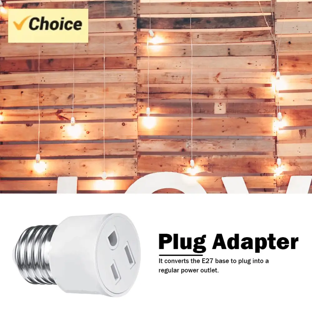 

E26/E27 Bulb Base Screw Adapter Flame Retardant Prong Outlet Plug Converter Prong Light Socket Outlet Fit for 2/3 Prong Convert
