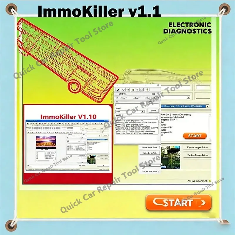 Hot ImmoKiller V1.10 IMMO Off Software v1.1 Immo Killer ECU Programmer Tool for Car Repairing Passing Virigining the Immobilizer
