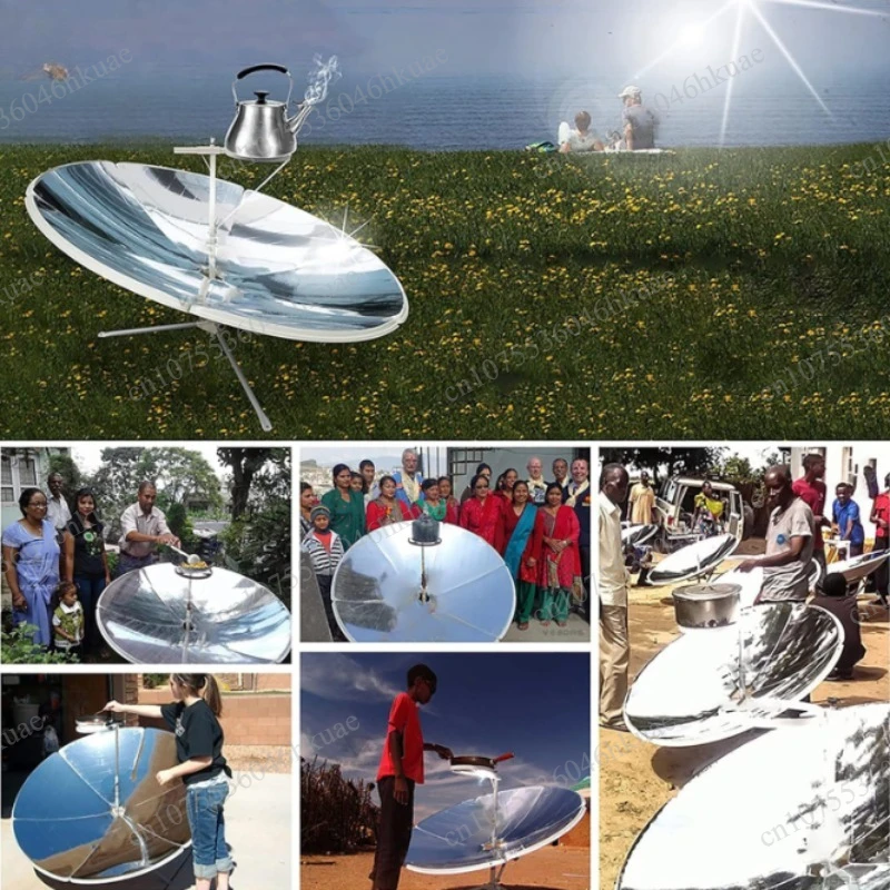 1.5M Portable Solar Heating Equipment Multifunctional Outdoor Cooking Tool With Universal Moving Wheels