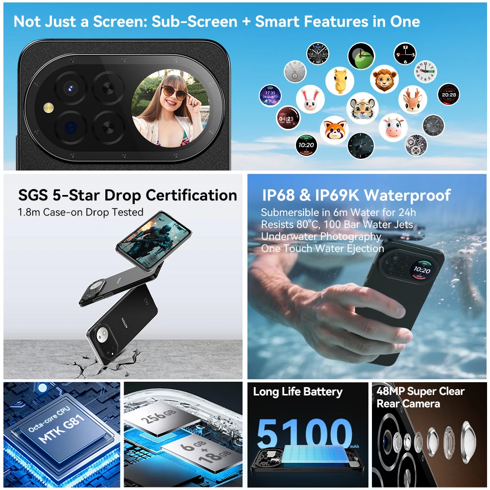 IIIF150 ACTINON 15 Global Version Smartphone Helio G81 Massive 5100mAh Battery 48MP Camera 6.67" Display Dual Screen Design