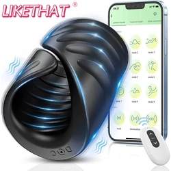 Bluetooth vibrador poderoso para homens glans massageador sexo máquina pênis atraso trainer masculino automático masturbando brinquedo do sexo para adulto