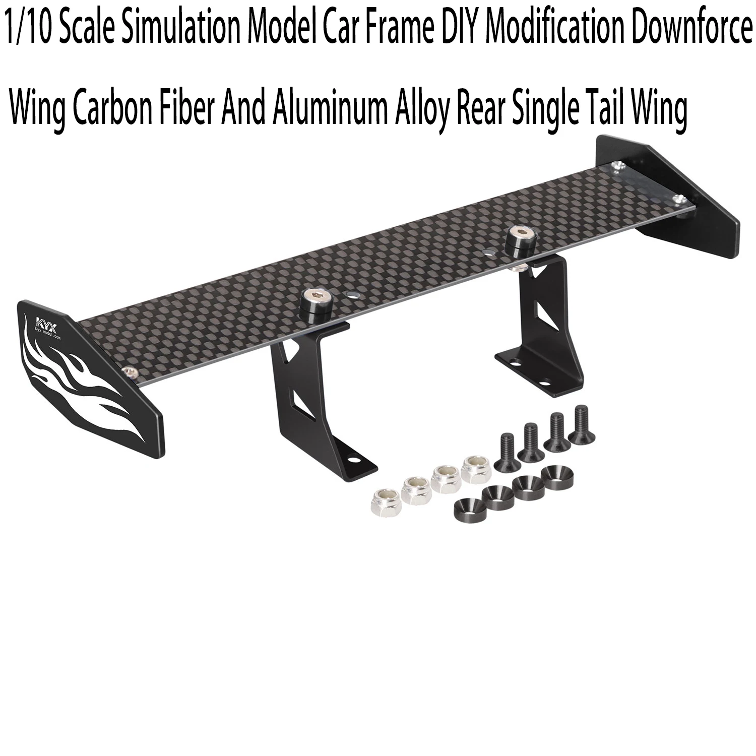 RC1/10 Scale Simulation Model Car Frame DIY Modification Downforce Wing Carbon Fiber And Aluminum Alloy Rear Single Tail Wing