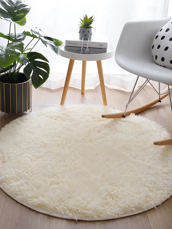 

Cry Sle Silk Wool Carpet round Tea Table Mat Bedroom Bede Blanket Women's Vani Chair Pad Home Decorative Rug