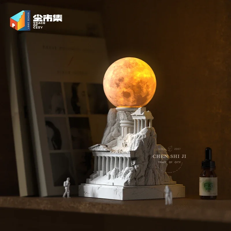 Ancient Greek plaster touch moon lamp bedroom bedside lamp atmosphere diffuser night light ornament gift