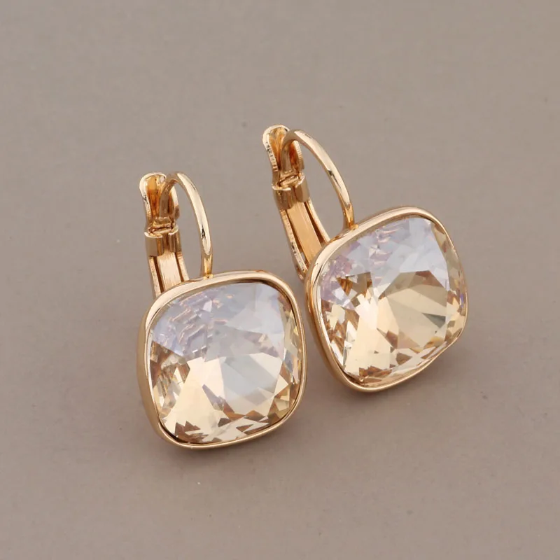 New Trend Gold Color Square Earrings for Women Unusual Colorful Dangle Earrings Luxury Quality Jewelry