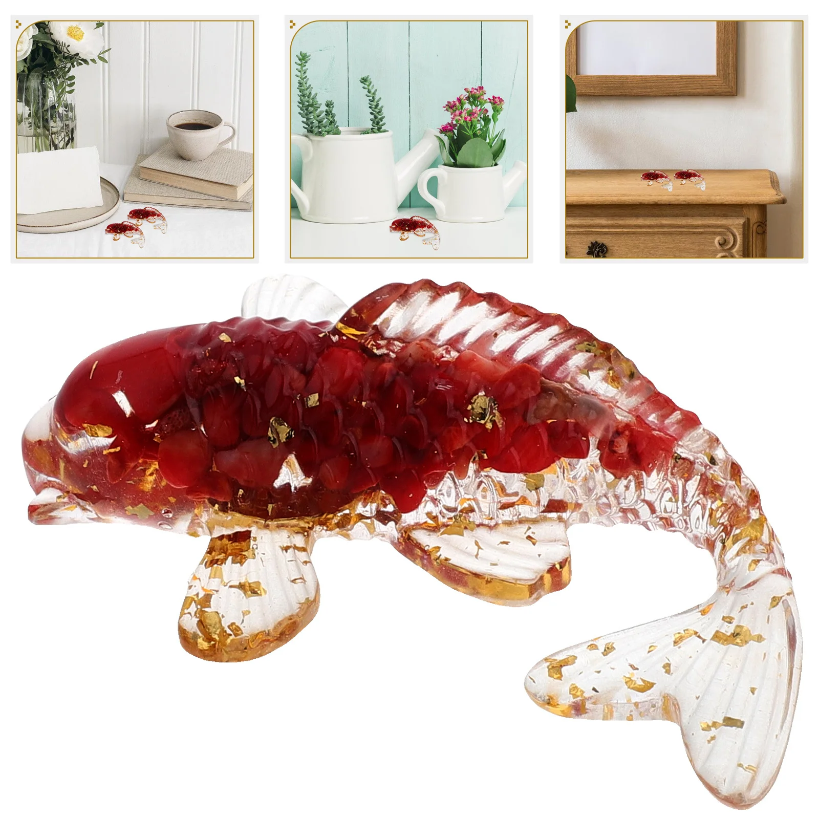

2Pcs Natural Crystal Koi Fish Paperweights Mini Garden Sculpture Small Miniature Fish Lucky Decor Crystal Paperweights