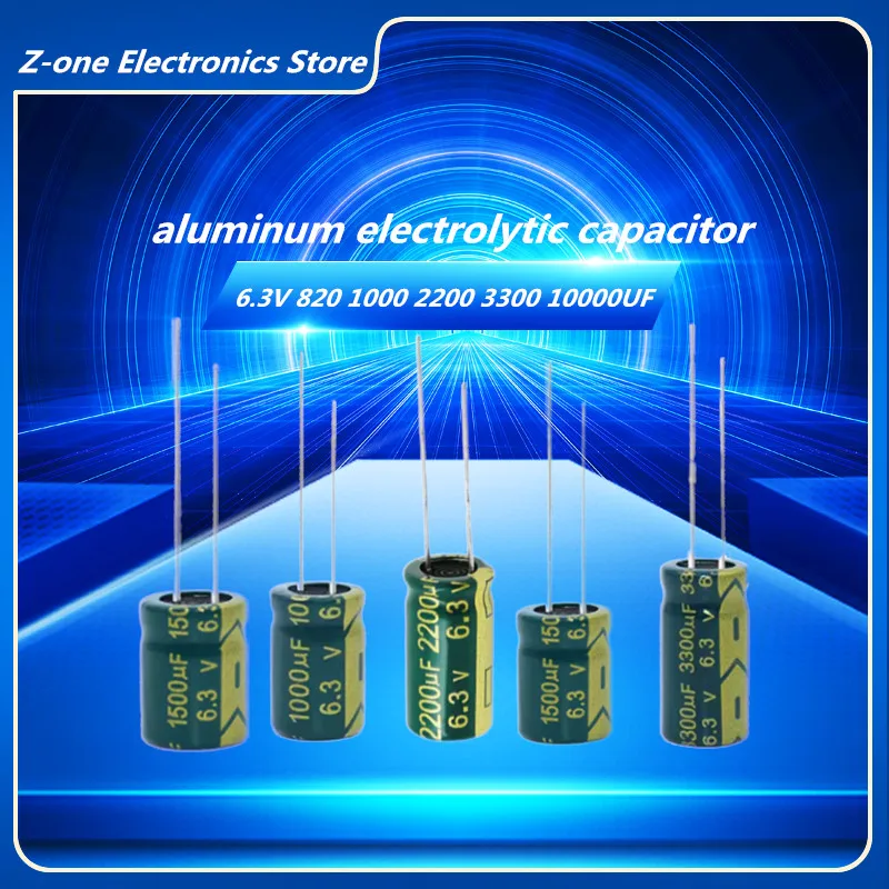 

5-10pcs Aluminum Electrolytic Capacitor 6.3V 680UF 820UF 1000UF 1800UF 2200UF 3300UF 10000UF 20% High Frequency Low ESR