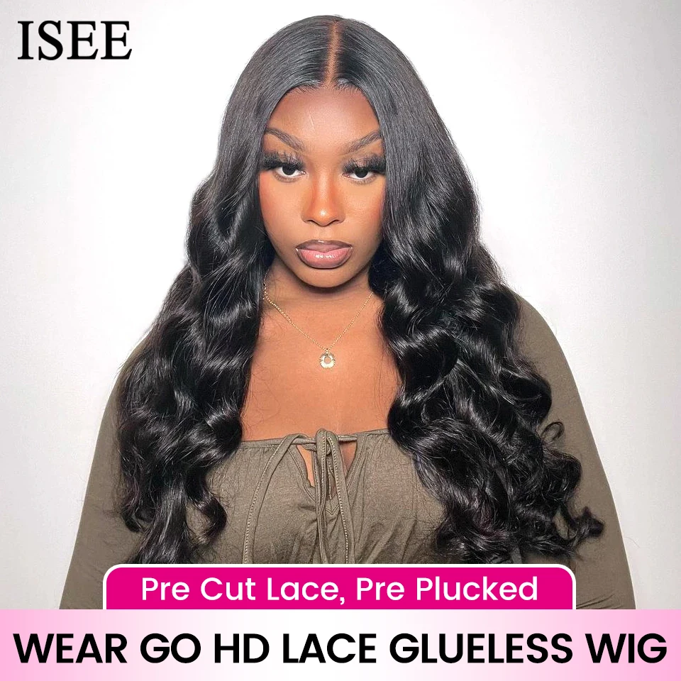 

Wear Go Glueless Wig ISEE HAIR Peruvian Body Wave 13x4 HD Lace Front Wig Glueless Preplucked Human Wigs Ready To Go Pre Cut