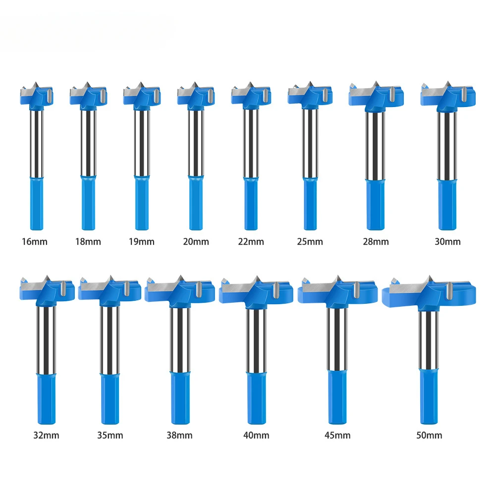 Carbide Tipped Forstner Drill Bit Set Hole Saw Cutter Hinge Boring Core Drill Bits for Wood Plastic Hex Shank Woodworking Tools