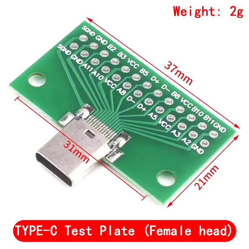 USB 3.1 Connector Type-C Adapter Plate PCB Board Female Male Head Convertor 2*13P to 2.54MM Transfer Test Board USB3.1 Module