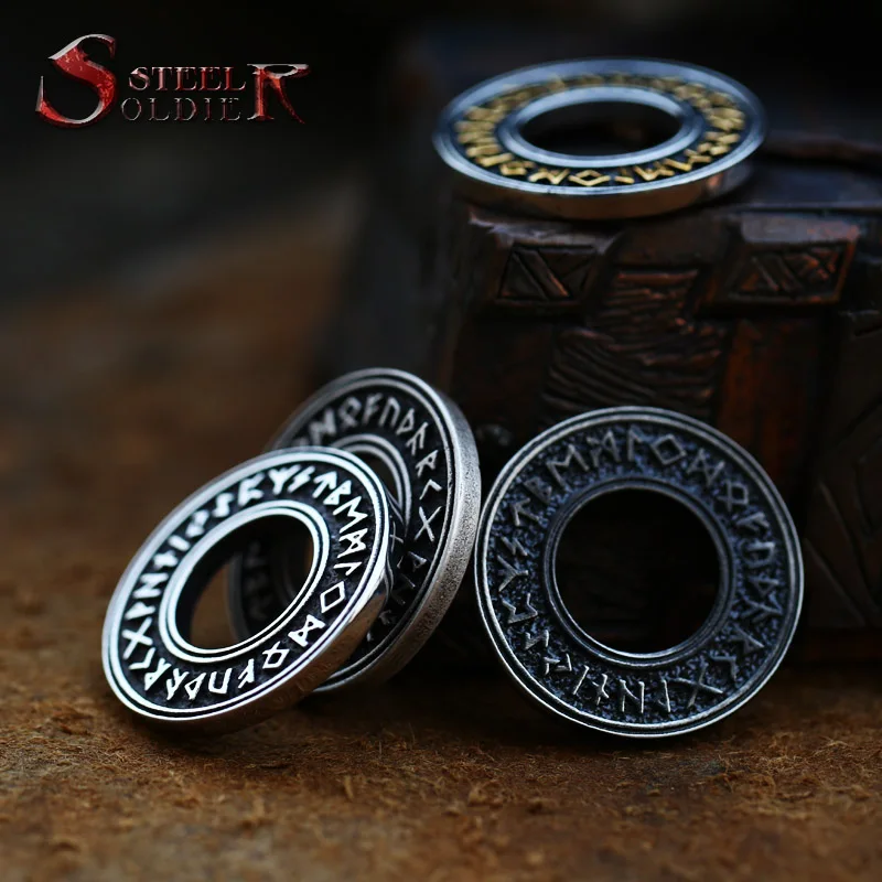 Steel soldier round norse Vikings Pendant Necklace RUNE amulet Necklace Talisman magic Skandinavian jewelry