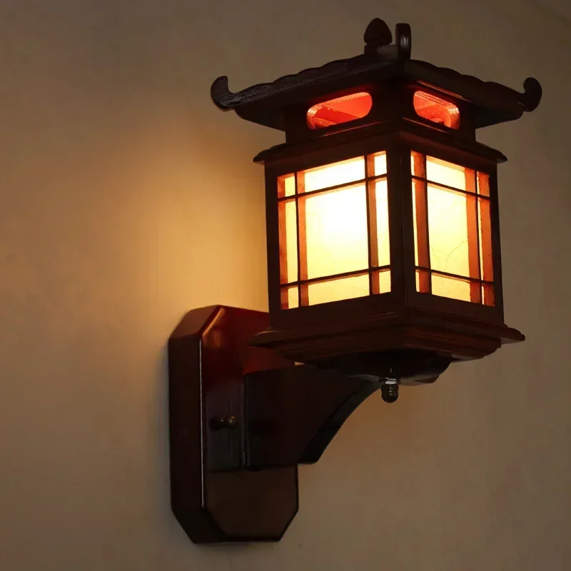 

Chinese Wall Lamp Retro Wood Wall Led Personalized Restaurant Hotel Bedroom Aisle Antique Lamp Art Decoration