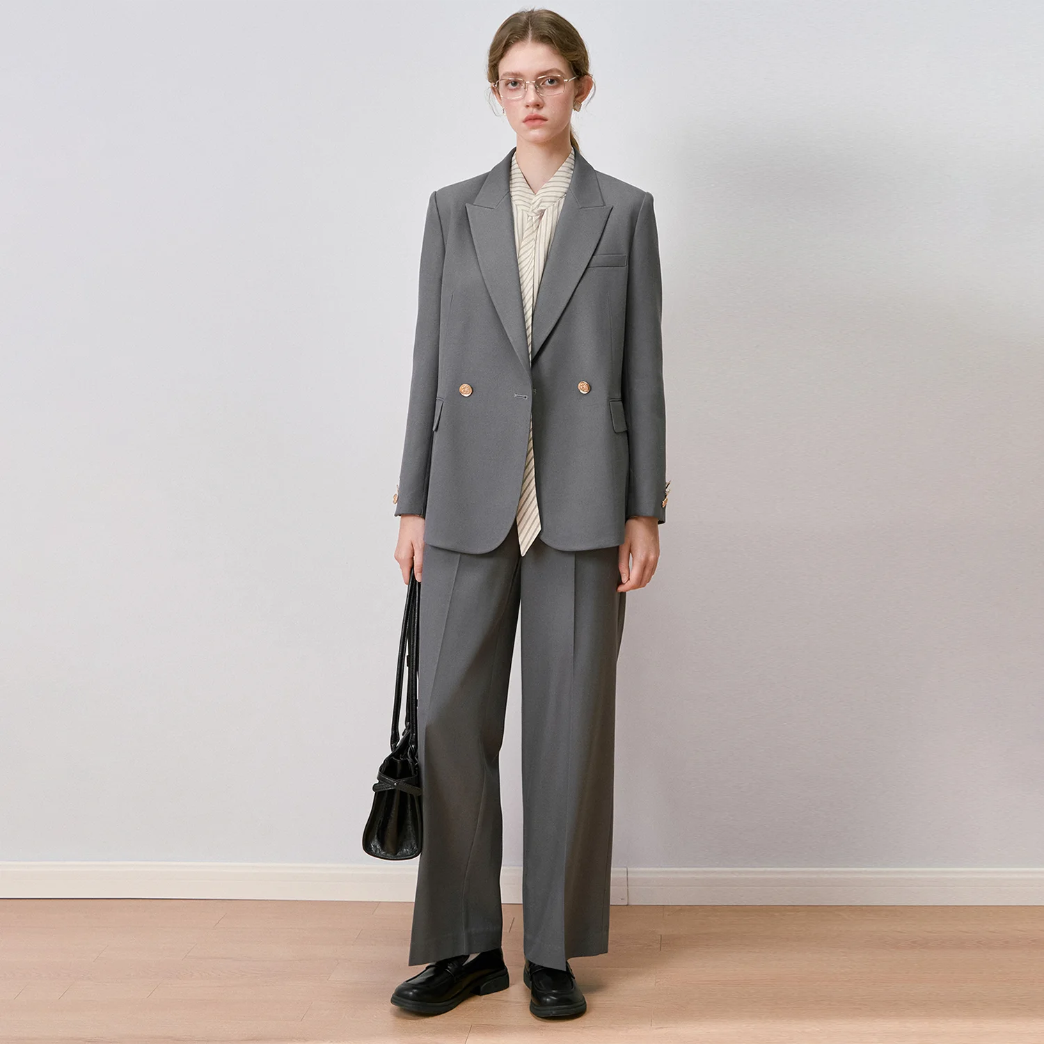 

Allingentle Women Suit 2 Piece Set 2-Button Blazer PantSuit Elegant Business Office Work Outfits Customize