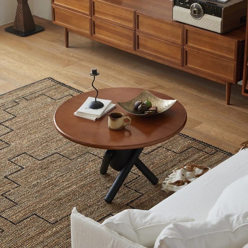 ZBrown Nordic Coffee Table Italian Walnut Aesthetic Wood Small Side Table Round Unique Designer
