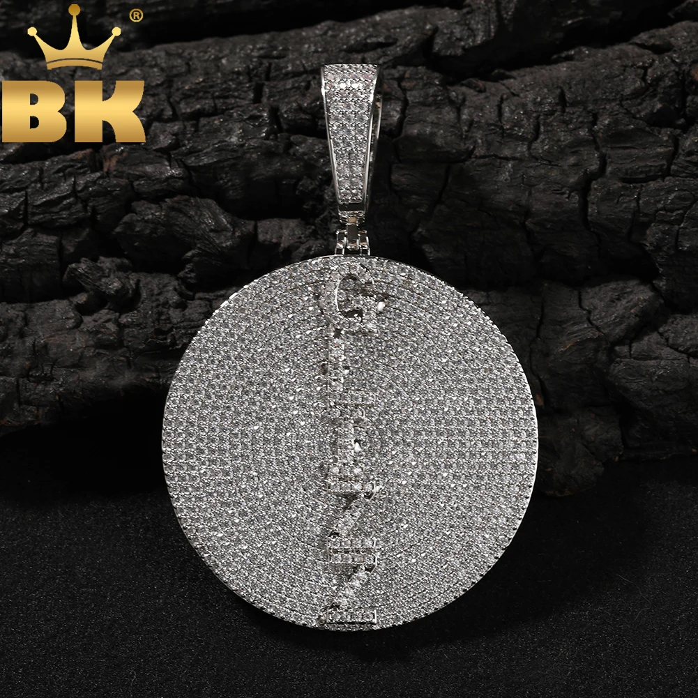 

THE BLING KING на заказ вертикальные мини-круглые буквы ожерелье с подвеской из кубического циркона медальон с гравировкой имени ювелирные изделия в стиле панк хип-хоп