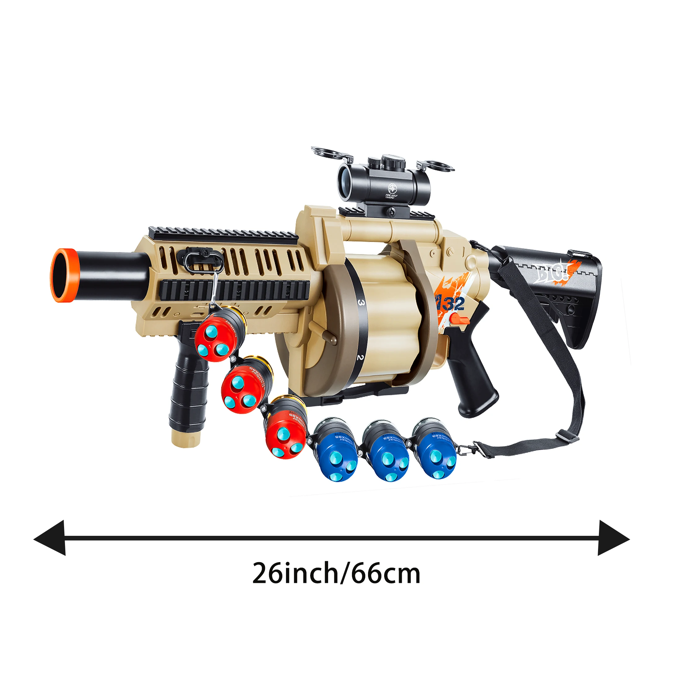 Grenade Launcher Toy Gun Unique Design, Large Magazine, Ejecting Shell, Shoots Soft Bullets - Christmas Gift for Kids 14+