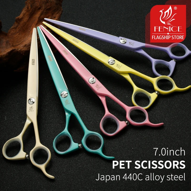 Imagem -02 - Fenice Professional Pet Corte Tesoura Dog Grooming Tesouras Retas Jp440c 7.0 Colorido