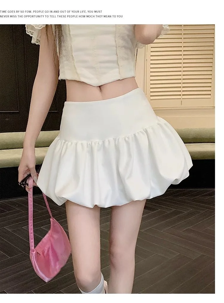 Summer high waist slimming hot girl A-line fluffy lantern skirt women