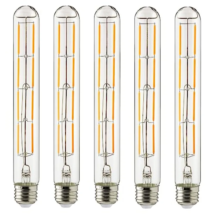

41911 LED Filament T10 Tubular Light Bulb 6 Watts 60W Equivalent 570 Lumens Medium E26 Base 120 Volts Dimmable 90 CRI UL Listed