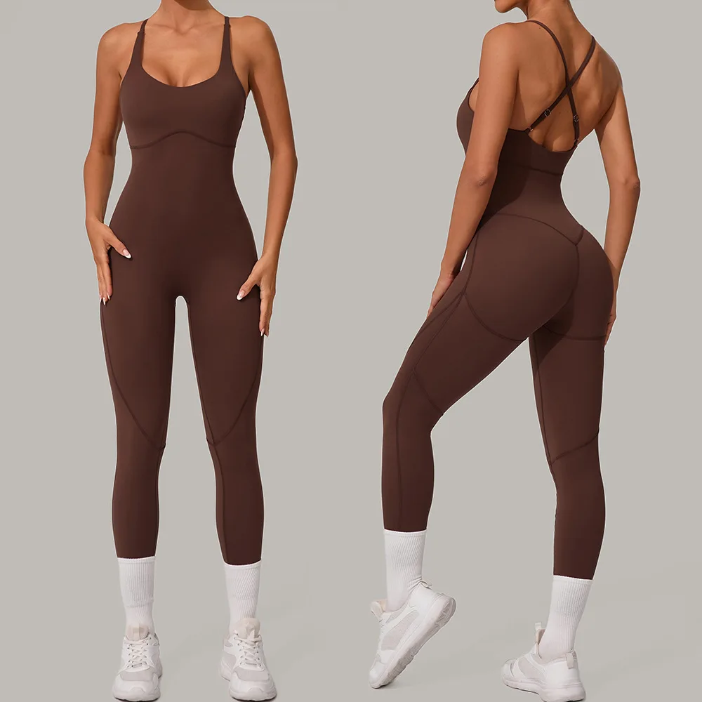 

Sexy Cross Backless Bodycon Sports Jumpsuit Woman Summer One Pieces Gym Outfit Yoga Fitness Overalls Workout Clothing Sportswear