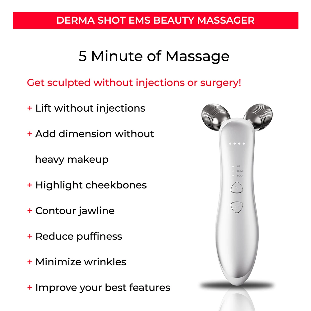 EMS Face Lifting Machine Facial Massager Microcurrent Roller Skin Tightening Rejuvenation Double Chin Removal Beauty Device