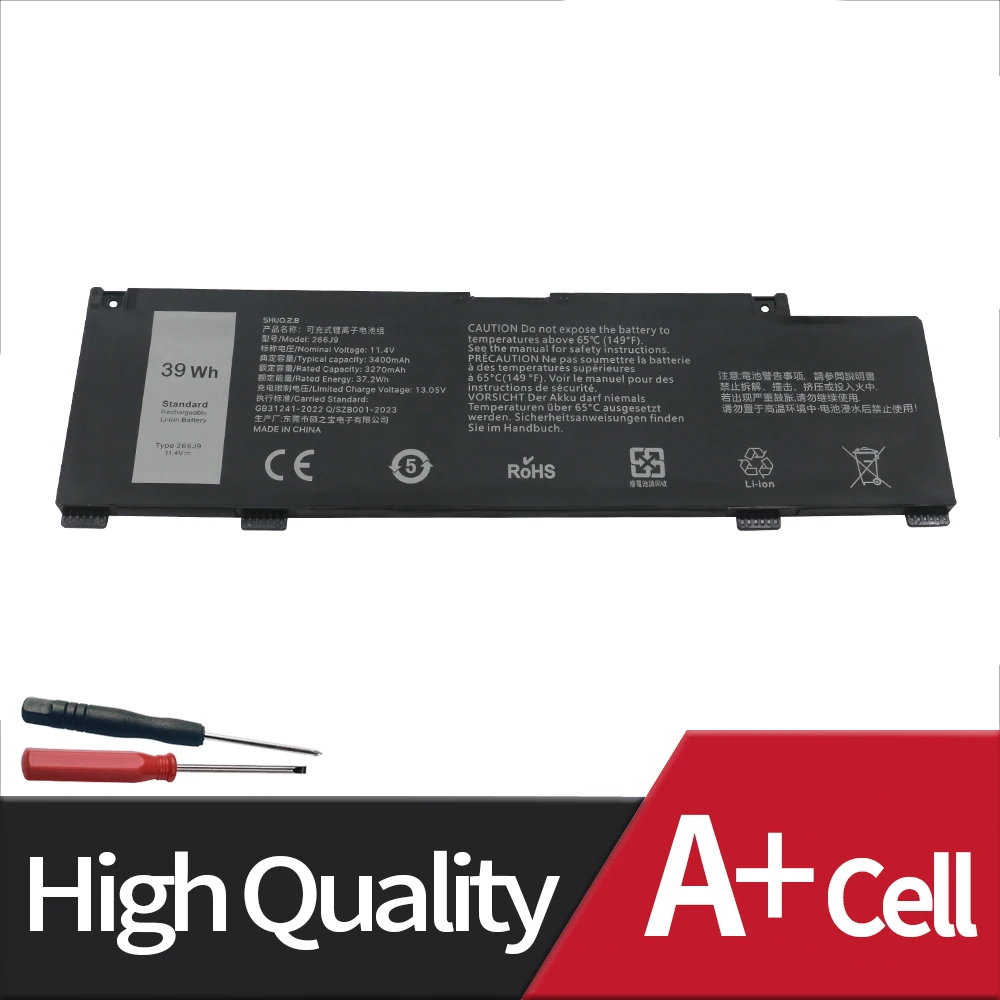 New 266J9 Laptop Battery For Dell G3 15 3590 3500 G5 15 5500 5505 Inspiron 14 5490 M4GWP PN1VN 11.4V 39WH