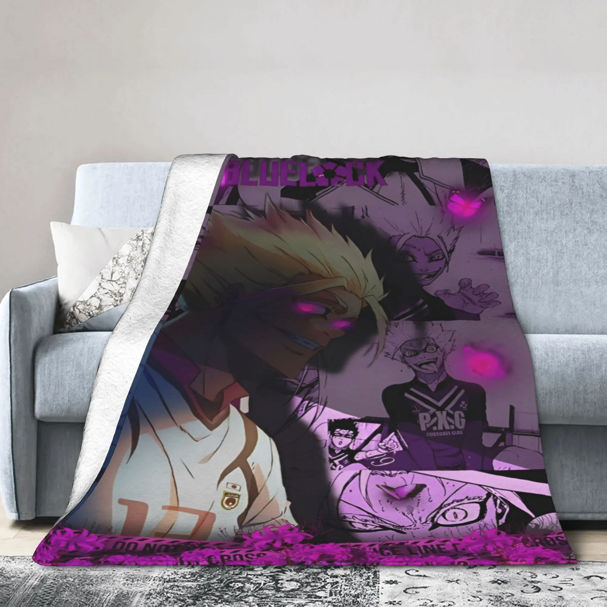 Comfort BLUEs LOCKs Shidou Ryuusei  Blanket Stuff Sofa Decorative  Throws And Blankets Warm Coral Fleece Plush for Couch