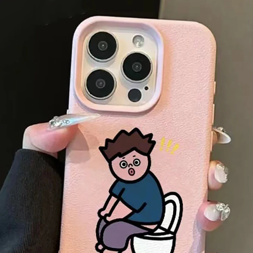 حافظة هاتف ممتعة للزوجين لهاتف آيفون 16 15 14 13 برو 12 11 ماكس بلس 16 برو حافظة هاتف بلون سادة كارتون 15 برو ماكس غطاء فريد من نوعه