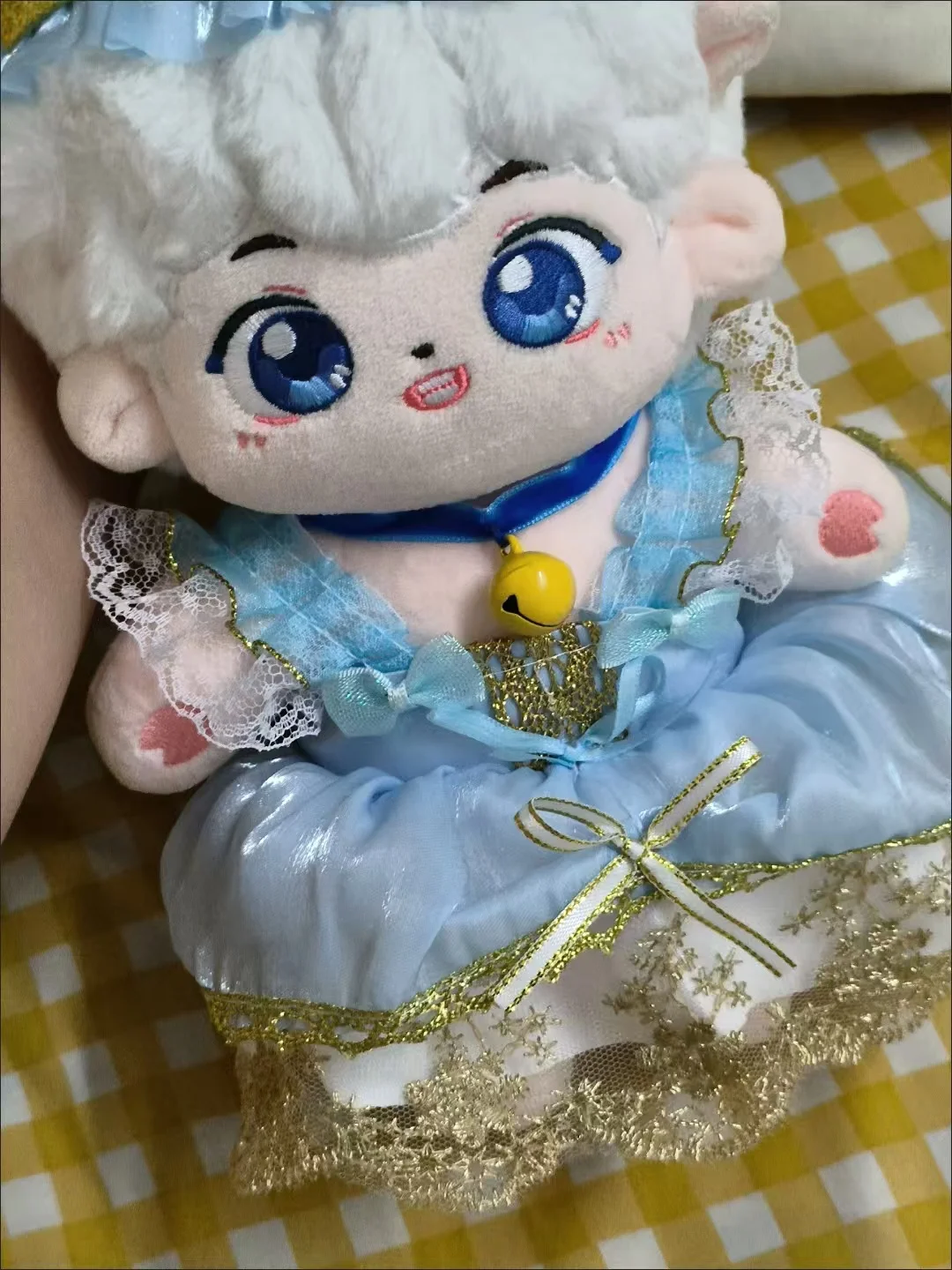 2025 New 20cm retro palace style blue gold lace Lolita wearing crown and socks princess dressDIY Doll Love and DeepSpace