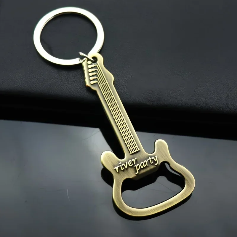 Exquisite Guitar Metal music guitar opener key chain pendant Creative practical small gift key ring