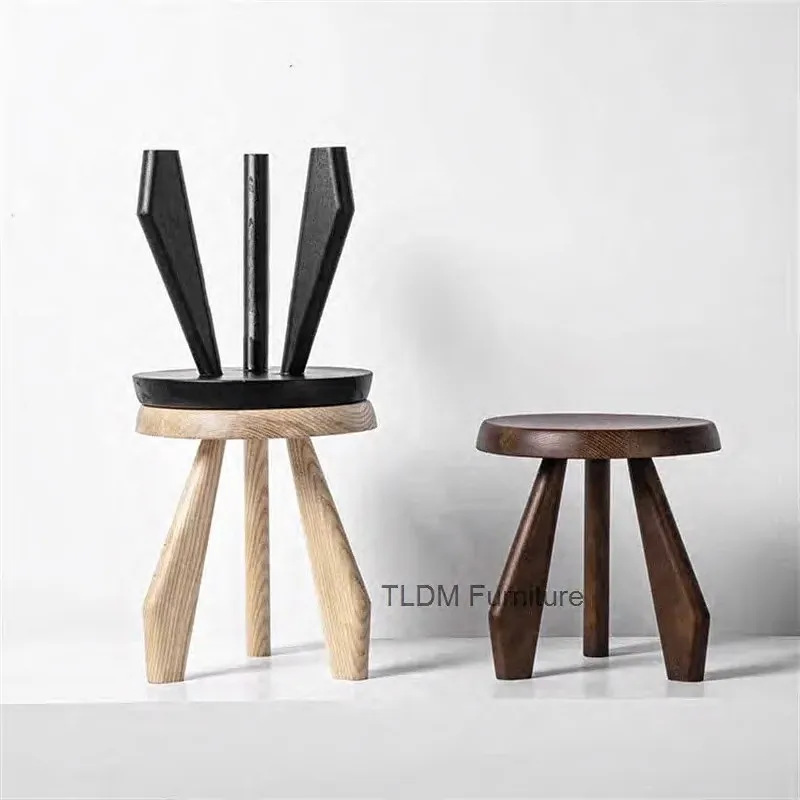 Creative Wood Round Ottomans Living Room Furniture Modern Entrance Shoe Changing Stool Solid Bedroom Office Wooden Step Stool Z